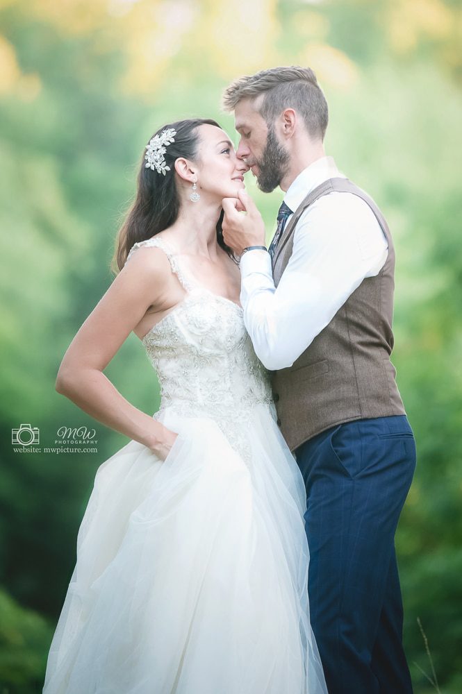 A Newly Weds Sharing a Moment After the Ceremony
