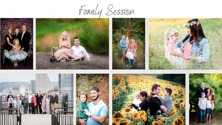 A collage of different photos with the words family session