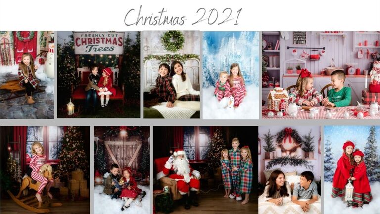 A collage of pictures with christmas decorations.